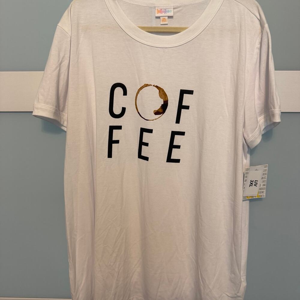 LuLaRoe White Coffee Graphic Tee